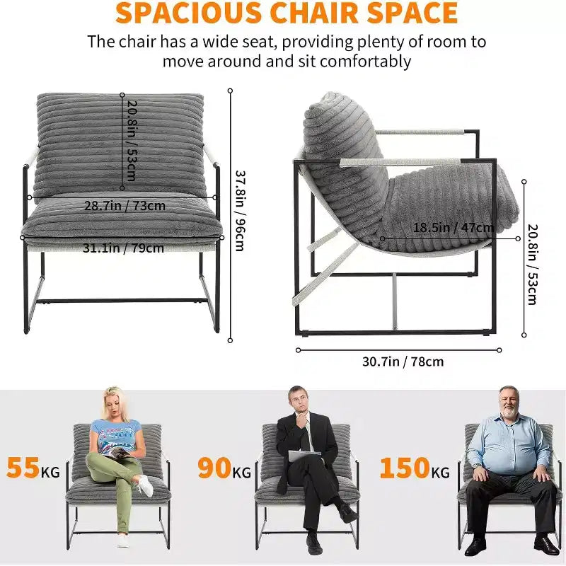 GustoWave Ensemble de 2 fauteuils d'appoint contemporains, chaises décontractées modernes pour salon, coin lecture ou chambre d'amis
