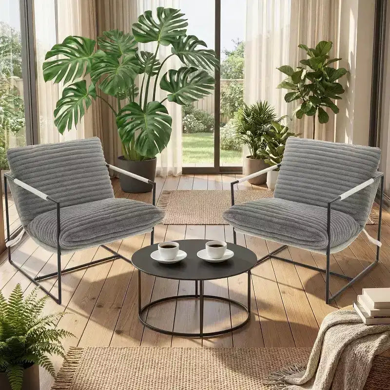 GustoWave Ensemble de 2 fauteuils d'appoint contemporains, chaises décontractées modernes pour salon, coin lecture ou chambre d'amis