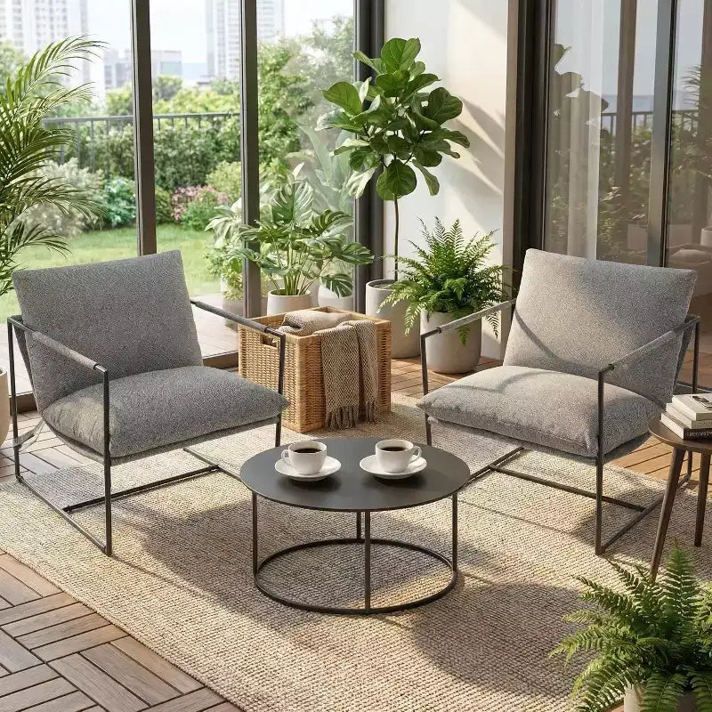 GustoWave Ensemble de 2 fauteuils d'appoint contemporains, chaises décontractées modernes pour salon, coin lecture ou chambre d'amis
