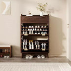 Meuble à chaussures étroit GustoWave avec design cannelé, 2 tiroirs basculants et tiroir supérieur