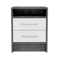 HomeRoots 20 Gray Wood Two Drawer Nightstand