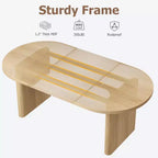 Table à manger ovale de 70,9" pour 6-8 personnes, grande table de cuisine avec base en bois épaisse et robuste, style ferme pour cuisine et salon
