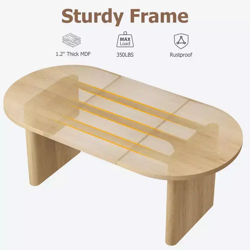 Table à manger ovale de 70,9" pour 6-8 personnes, grande table de cuisine avec base en bois épaisse et robuste, style ferme pour cuisine et salon