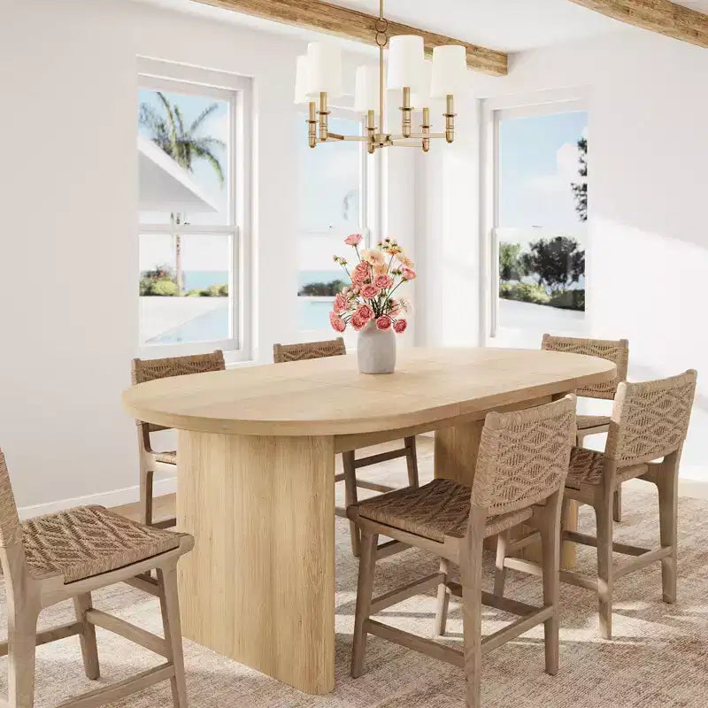 Table à manger ovale de 70,9" pour 6-8 personnes, grande table de cuisine avec base en bois épaisse et robuste, style ferme pour cuisine et salon
