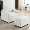 Fauteuil en velours côtelé surdimensionné avec pouf – Chaise confortable pour le salon