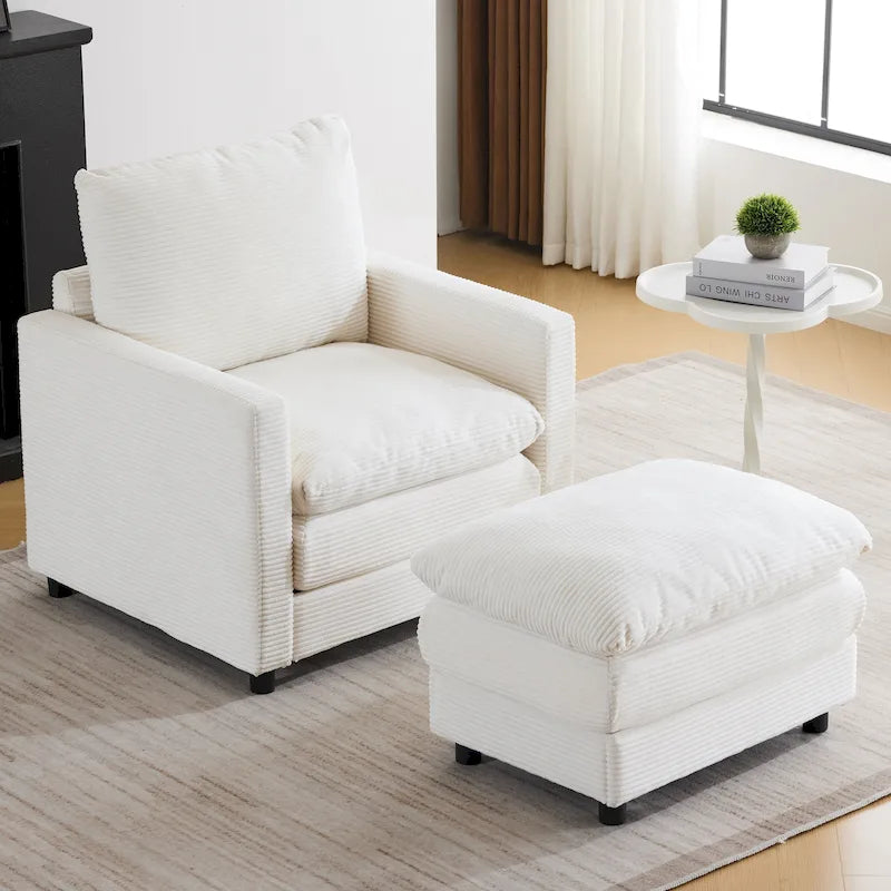 Christopher Knight Home - Clara Oversized Corduroy Armchair with Ottoman