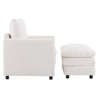 Fauteuil en velours côtelé surdimensionné avec pouf – Chaise confortable pour le salon