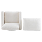 Fauteuil en velours côtelé surdimensionné avec pouf – Chaise confortable pour le salon