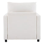Fauteuil en velours côtelé surdimensionné avec pouf – Chaise confortable pour le salon