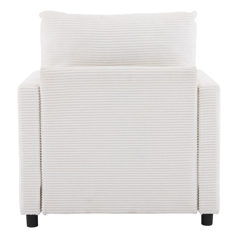 Fauteuil en velours côtelé surdimensionné avec pouf – Chaise confortable pour le salon