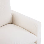Fauteuil en velours côtelé surdimensionné avec pouf – Chaise confortable pour le salon