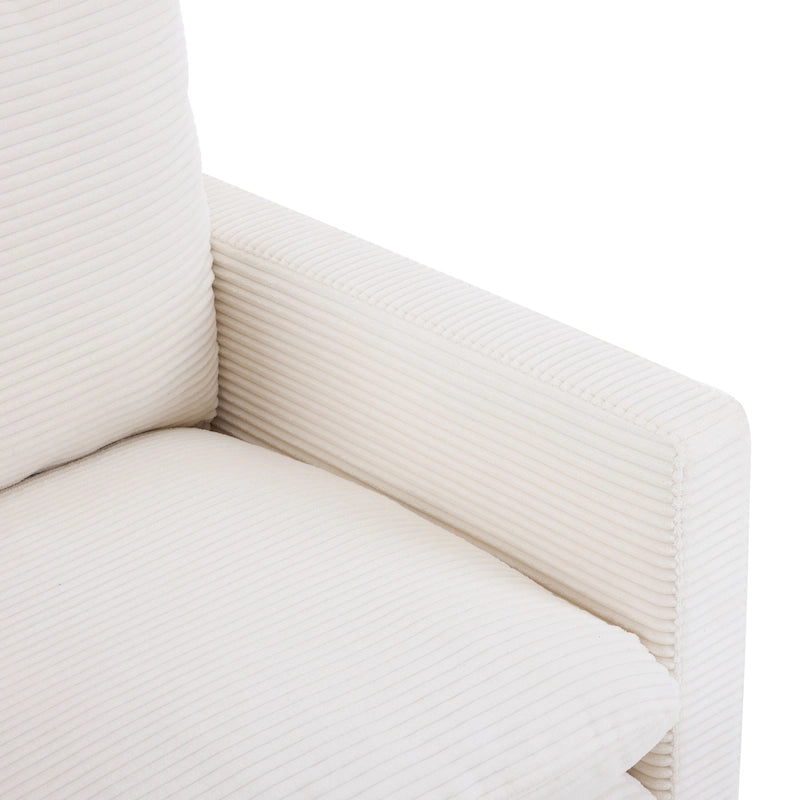 Fauteuil en velours côtelé surdimensionné avec pouf – Chaise confortable pour le salon