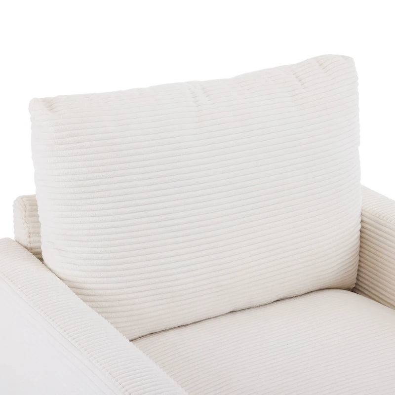 Fauteuil en velours côtelé surdimensionné avec pouf – Chaise confortable pour le salon