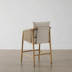 Tabouret de bar hauteur comptoir avec accoudoirs en bois tressé, lot de 2