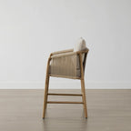 Tabouret de bar hauteur comptoir avec accoudoirs en bois tressé, lot de 2