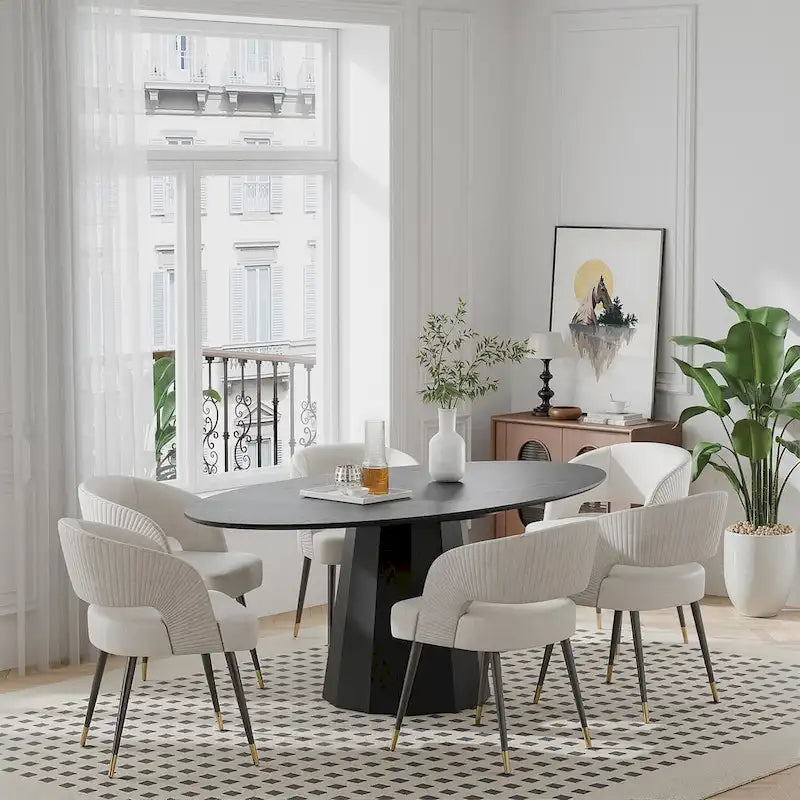 Table à manger ovale de 170 cm pour 6 personnes - 170x85x79 cm