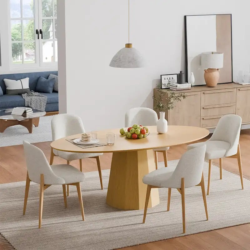 Table à manger ovale de 170 cm pour 6 personnes - 170x85x79 cm