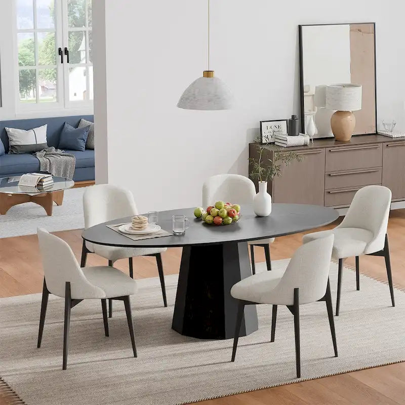 Table à manger ovale de 170 cm pour 6 personnes - 170x85x79 cm