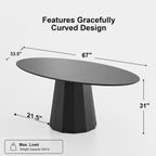 Table à manger ovale de 170 cm pour 6 personnes - 170x85x79 cm