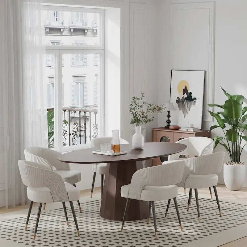 Table à manger ovale de 170 cm pour 6 personnes - 170x85x79 cm