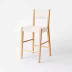 2pk Yalecrest Upholstered Seat and Back with Wood Frame Counter Height Barstools Cream/Natural - Threshold™ designed with Studio McGee
