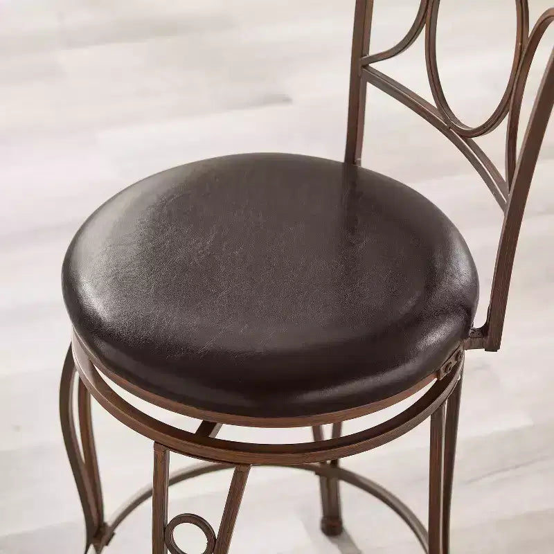 Tabouret de Bar Pivotant Rembourré Circles Back 61 cm (24 po) Hauteur Comptoir Métal/Noir - Linon : Design Élégant, Assise Confortable