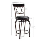 Tabouret de Bar Pivotant Rembourré Circles Back 61 cm (24 po) Hauteur Comptoir Métal/Noir - Linon : Design Élégant, Assise Confortable