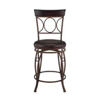 Tabouret de Bar Pivotant Rembourré Circles Back 61 cm (24 po) Hauteur Comptoir Métal/Noir - Linon : Design Élégant, Assise Confortable