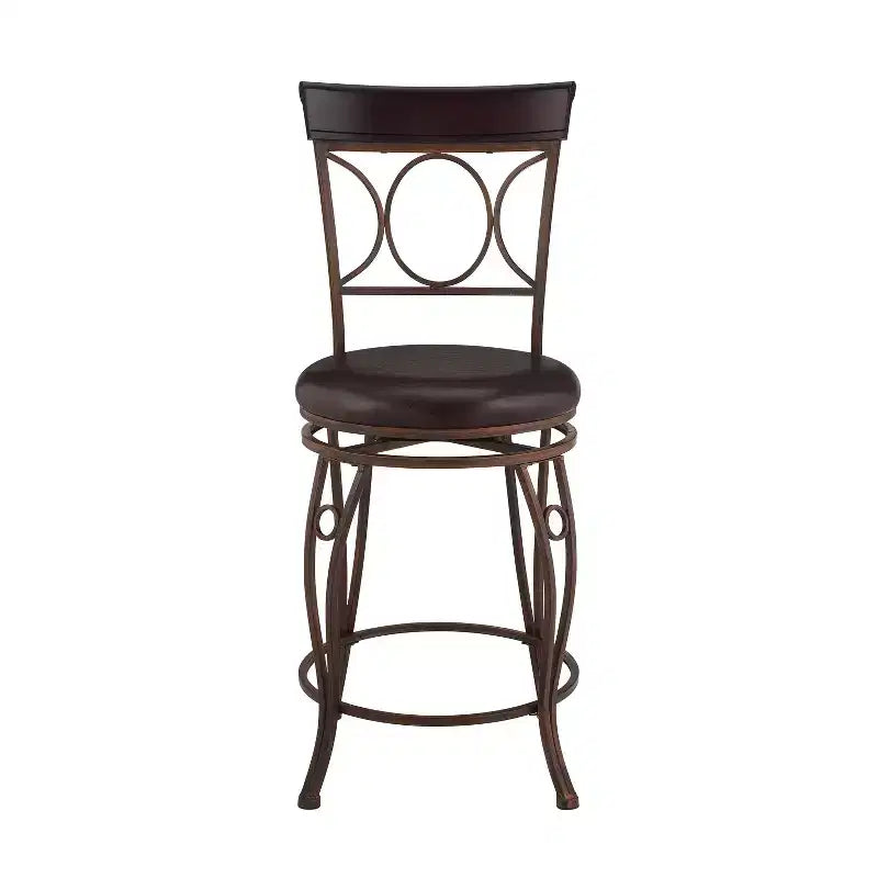 Tabouret de Bar Pivotant Rembourré Circles Back 61 cm (24 po) Hauteur Comptoir Métal/Noir - Linon : Design Élégant, Assise Confortable