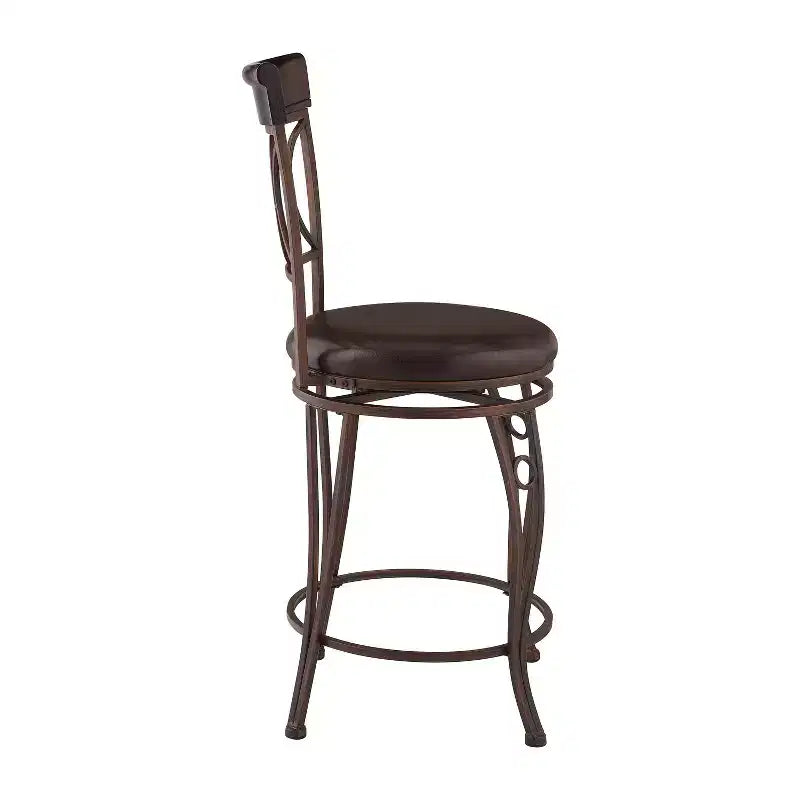 Tabouret de Bar Pivotant Rembourré Circles Back 61 cm (24 po) Hauteur Comptoir Métal/Noir - Linon : Design Élégant, Assise Confortable