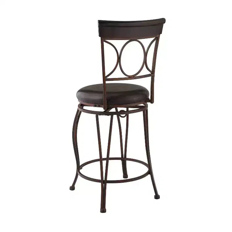 Tabouret de Bar Pivotant Rembourré Circles Back 61 cm (24 po) Hauteur Comptoir Métal/Noir - Linon : Design Élégant, Assise Confortable