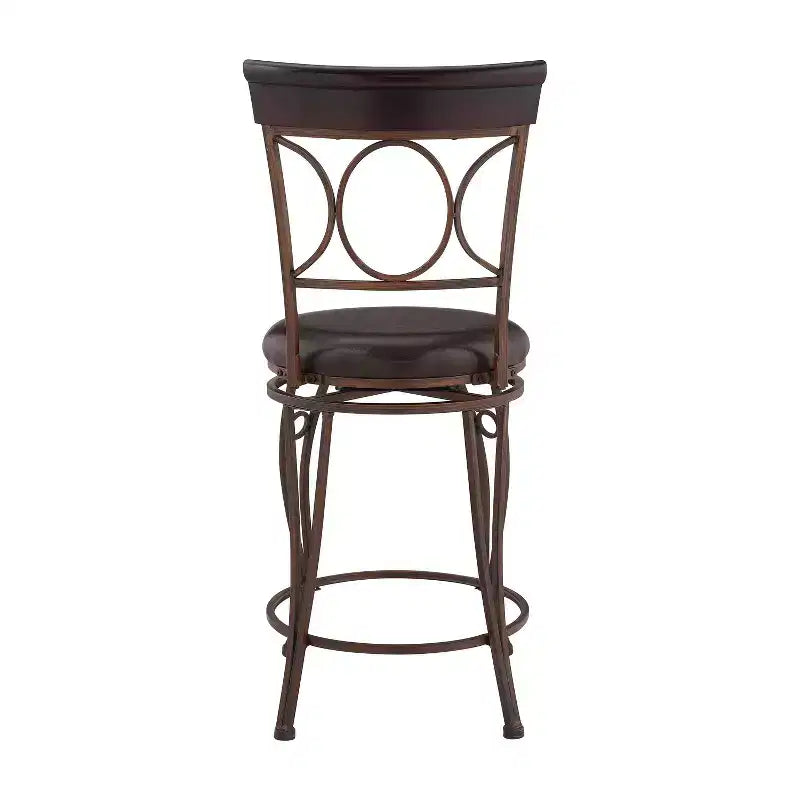 Tabouret de Bar Pivotant Rembourré Circles Back 61 cm (24 po) Hauteur Comptoir Métal/Noir - Linon : Design Élégant, Assise Confortable