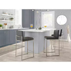 LumiSource Fuji Tabouret de bar dossier haut hauteur comptoir Acier inoxydable/PU gris