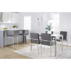 LumiSource Fuji Tabouret de bar dossier haut hauteur comptoir Acier inoxydable/PU gris