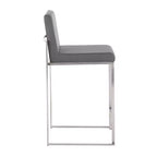 LumiSource Fuji Tabouret de bar dossier haut hauteur comptoir Acier inoxydable/PU gris