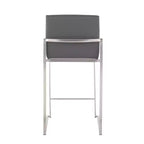 LumiSource Fuji Tabouret de bar dossier haut hauteur comptoir Acier inoxydable/PU gris