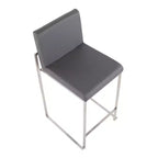 LumiSource Fuji Tabouret de bar dossier haut hauteur comptoir Acier inoxydable/PU gris