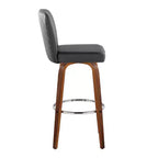 LumiSource Lot de 2 tabourets de bar Henry Bois de noyer/PU noir/Métal chromé