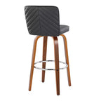 LumiSource Lot de 2 tabourets de bar Henry Bois de noyer/PU noir/Métal chromé