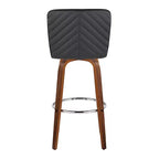 LumiSource Lot de 2 tabourets de bar Henry Bois de noyer/PU noir/Métal chromé