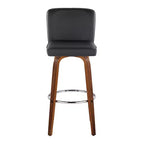 LumiSource Lot de 2 tabourets de bar Henry Bois de noyer/PU noir/Métal chromé