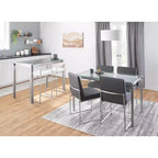 LumiSource Lot de 3 tabourets de bar hauteur comptoir Fuji Stacker Acier inoxydable/blanc