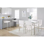 LumiSource Lot de 3 tabourets de bar hauteur comptoir Fuji Stacker Acier inoxydable/blanc