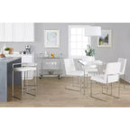 LumiSource Lot de 3 tabourets de bar hauteur comptoir Fuji Stacker Acier inoxydable/blanc