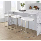 LumiSource Lot de 3 tabourets de bar hauteur comptoir Fuji Stacker Acier inoxydable/blanc