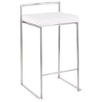 LumiSource Lot de 3 tabourets de bar hauteur comptoir Fuji Stacker Acier inoxydable/blanc