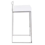 LumiSource Lot de 3 tabourets de bar hauteur comptoir Fuji Stacker Acier inoxydable/blanc