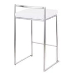 LumiSource Lot de 3 tabourets de bar hauteur comptoir Fuji Stacker Acier inoxydable/blanc
