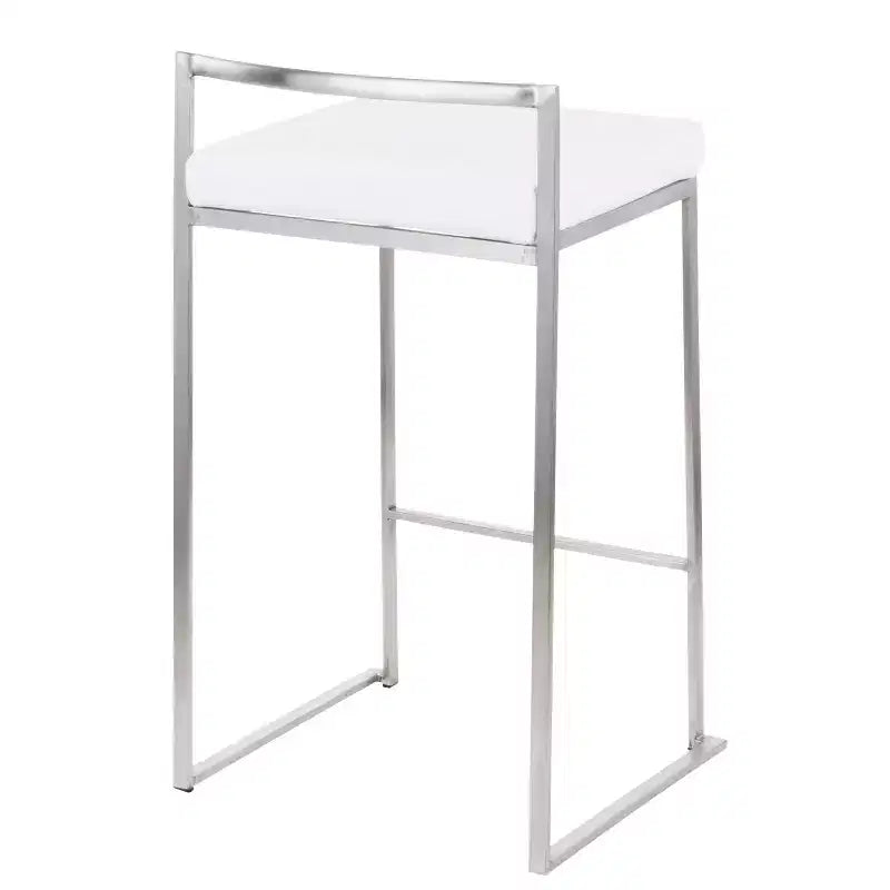 LumiSource Lot de 3 tabourets de bar hauteur comptoir Fuji Stacker Acier inoxydable/blanc