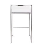 LumiSource Lot de 3 tabourets de bar hauteur comptoir Fuji Stacker Acier inoxydable/blanc